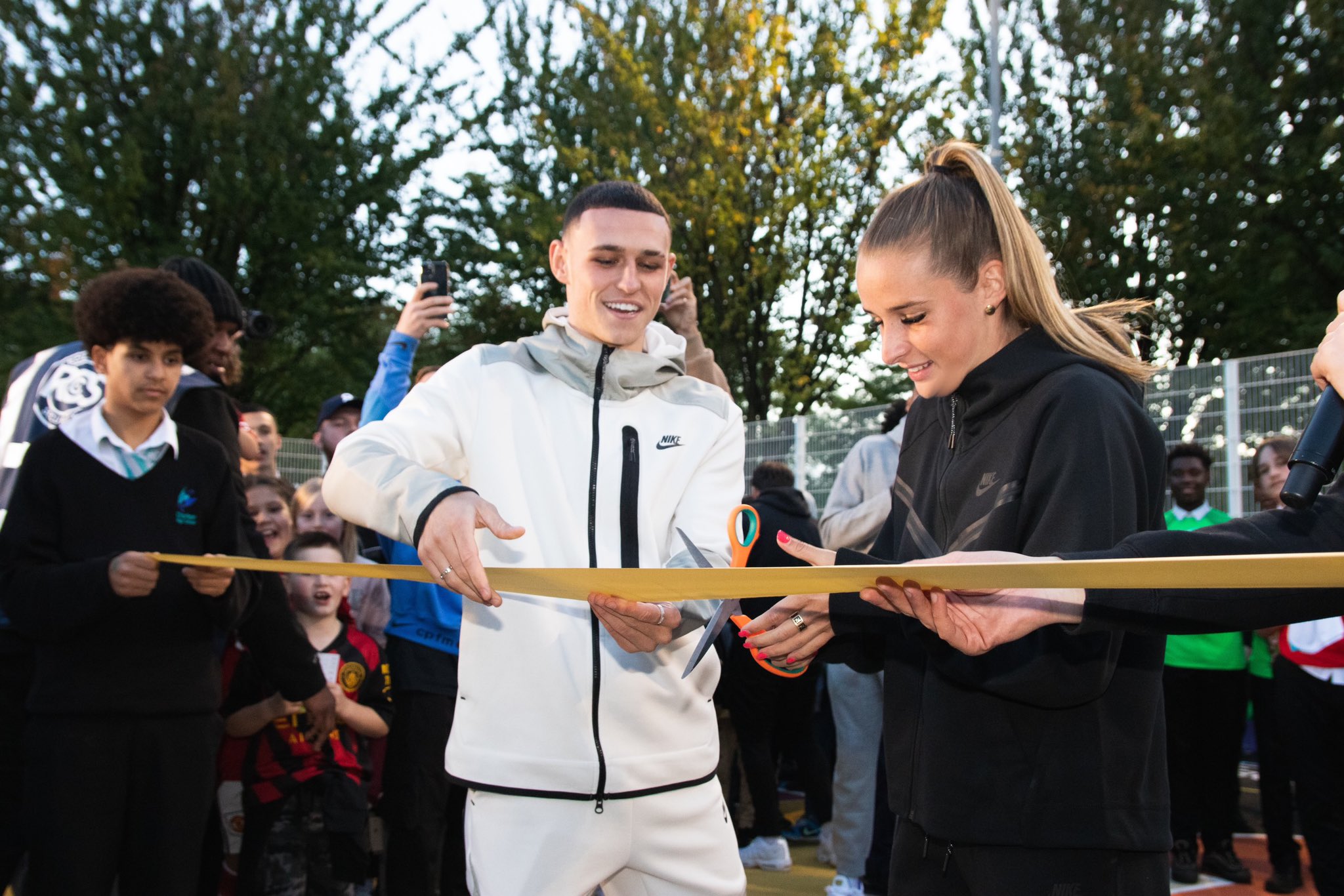 Phil Foden Ella Toone new football pitch Moss Side